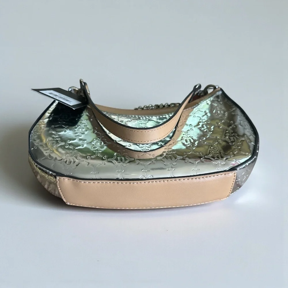 NWT Nanette Lepore Metallic Embossed Chain Shoulder Bag –Luxe Evening Crossbody